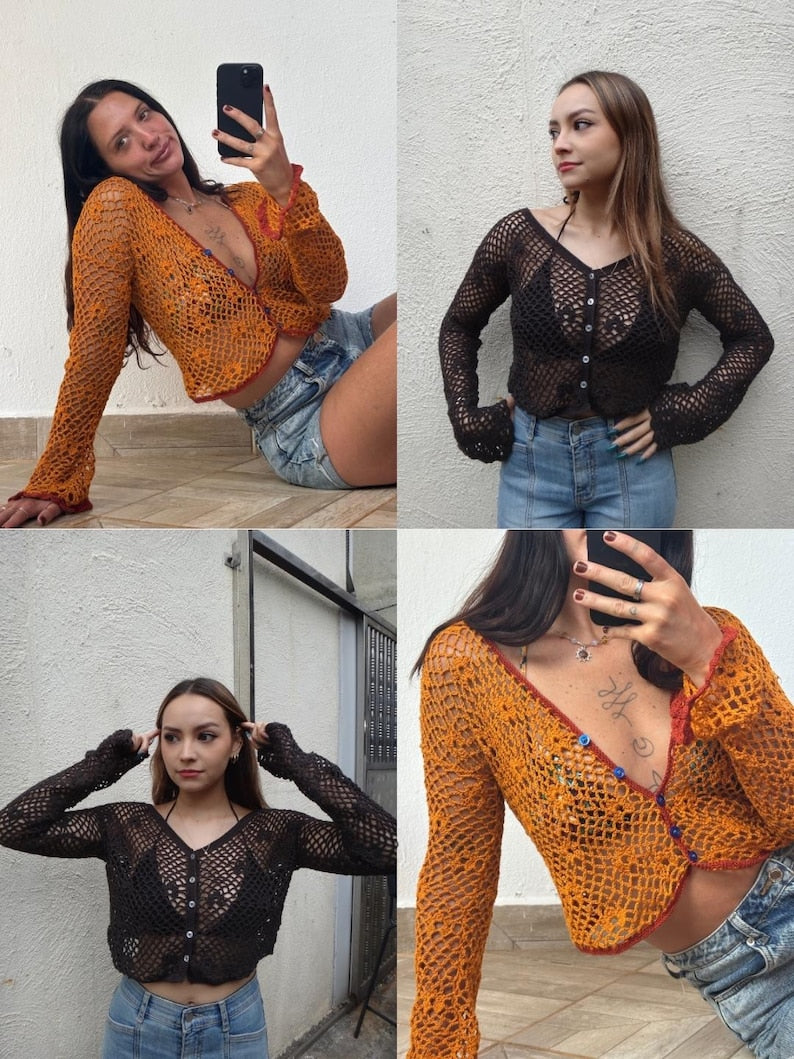 Lermia cardigan top Crochet Pattern