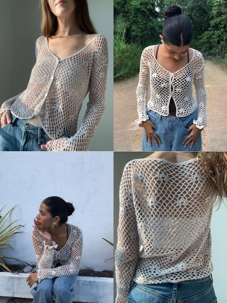 Lermia cardigan top Crochet Pattern