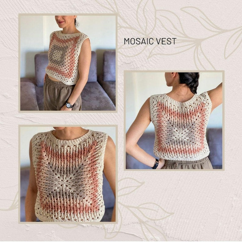 Bundle 12 vest crochet patterns : Digital download only English