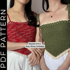 Elyssia 3-in-1 (top, dress, furbaby)  PDF Crochet Patterns